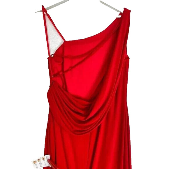 Mac Duggal One Shoulder Draped Back Jersey Gown Red SZ 2 26512 - Picture 6 of 7